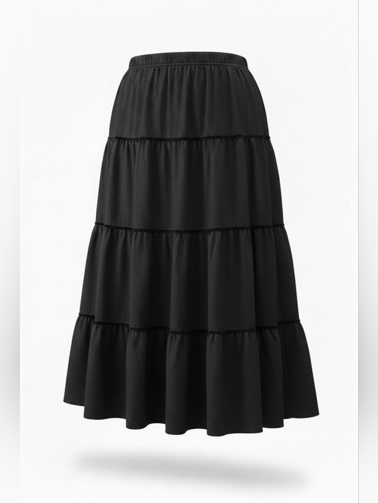 Mossimo Supply Co. Dresses & Skirts - 100% SILK Vintage Mossimo Black Tiered A-Line Skirt